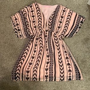 Honeybell dress size medium light pink with cinched waist and deep V